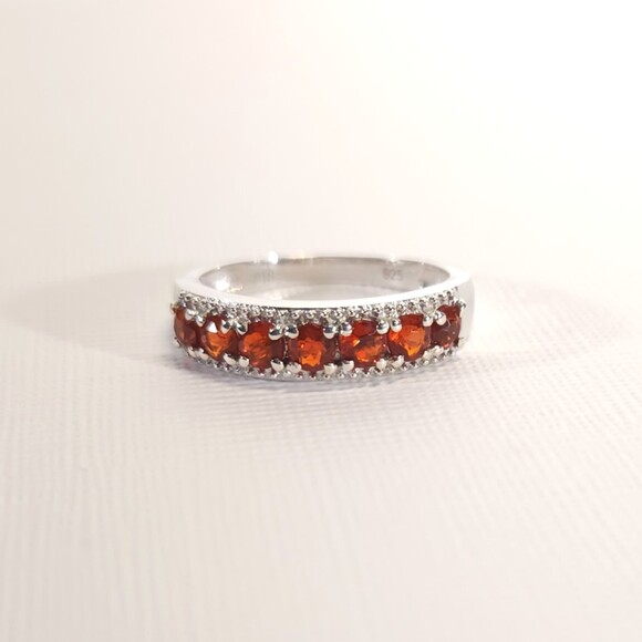 Fire Opal Band Ring Size 6 - Picture 6 of 13